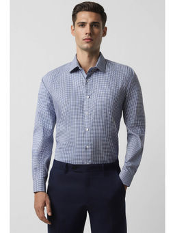 Van Heusen - Men Blue Slim Fit Check Full Sleeves Formal Shirt