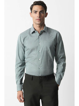 Van Heusen - Men Green Slim Fit Check Full Sleeves Formal Shirt