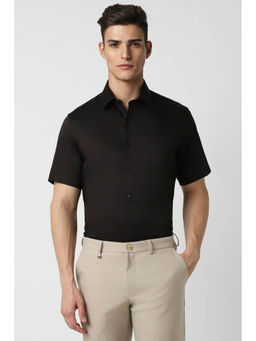 Van Heusen - Men Black Regular Fit Solid Half Sleeves Formal Shirt