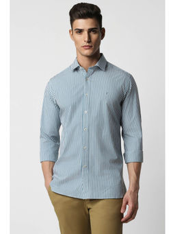 Van Heusen - Men Blue Slim Fit Stripe Full Sleeves Casual Shirt