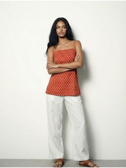 NISHORAMA - Women Red Cotton Abstract Kurti