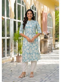 Aravalii - Women Green Viscose Rayon Floral Kurta