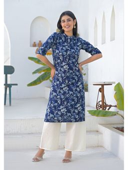 Aravalii - Women Blue Viscose Rayon Floral Kurta