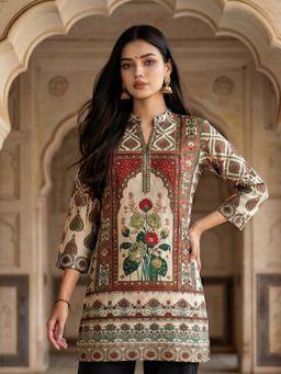 KAFTANIZE - Women Multi-Color Cotton Geometric Short Kurti
