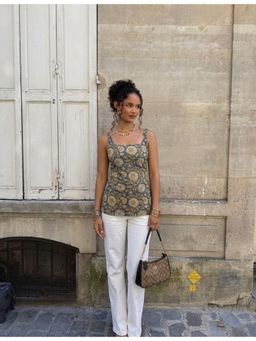 NISHORAMA - Women Green Cotton Floral Kurti