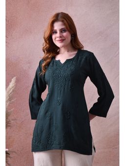 SYRISH - Women Green Rayon Embroidered Kurti