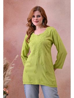 SYRISH - Women Green Rayon Embroidered Kurti