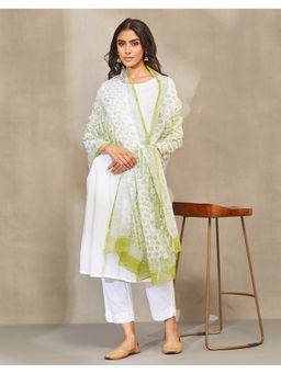 Fabindia - Women Green Cotton Abstract Dupatta