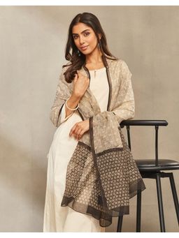 Fabindia - Women Black Cotton Abstract Dupatta