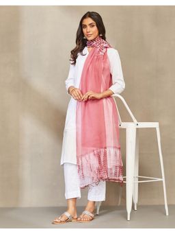 Fabindia - Women Pink Cotton Tie & Dye Dupatta