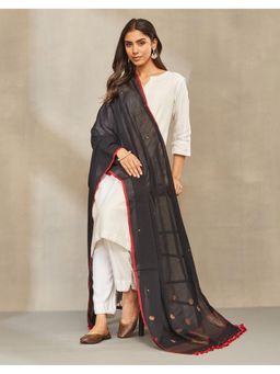 Fabindia - Women Black Cotton Woven Dupatta