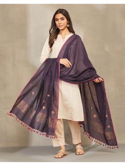 Fabindia - Women Purple Cotton Woven Dupatta