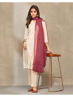 Fabindia - Women Maroon Cotton Woven Dupatta