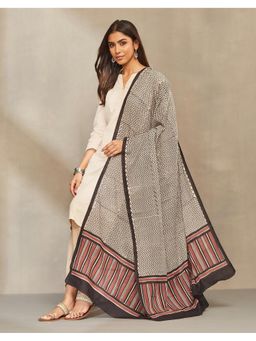 Fabindia - Women Beige Cotton Geometric Dupatta
