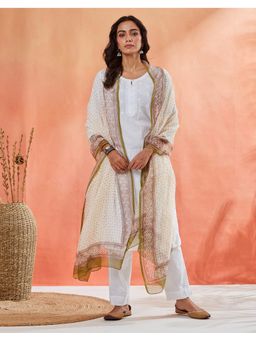 Fabindia - Women Beige Cotton Printed Dupatta