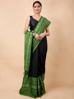 Ruuprekha - Women Green Handloom Pure Cotton Saree with Unstitched Blouse