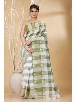 Ruuprekha - Women Green Tant Pure Cotton Saree without Blouse