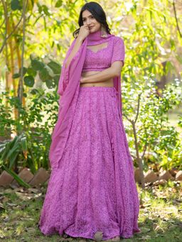 HOUSE OF JAMOTI - Ayra Pink Chikankari Lehenga With Blouse And Dupatta