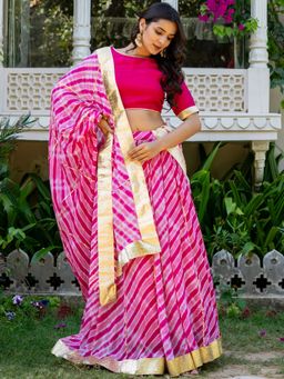 HOUSE OF JAMOTI - Marwar Pink Leheriya Lehenga With Blouse And Dupatta