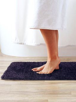 BIANCA - Soft Cotton Anti Slip Bath Mat -1pc (Benz) Solid-Plum (M)