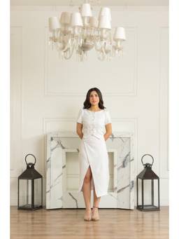 Make believe by Ritika - White First Priority Top with Skirt]