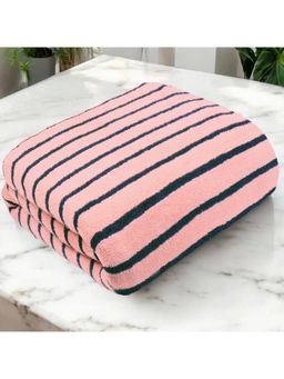 Story@Home - Microfiber 400 GSM Peach Stripes Bath Towel (XL)