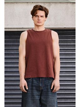 Snitch - Grind Rust Solid Sleeveless Regular Casual T-Shirt for Men