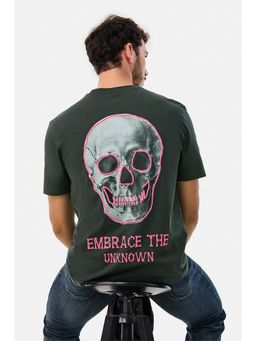 Snitch - Dark Green Graphic Half Sleeves Regular Casual T-Shirt for Men