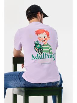 Snitch - Lavender Graphic Half Sleeves Regular Casual T-Shirt for Men