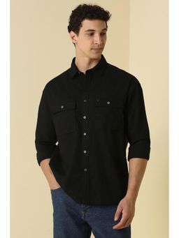 Allen Solly - Men Black Relaxed Fit Solid Full Sleeves Casual Shirt
