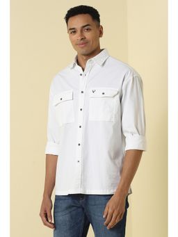 Allen Solly - Men White Relaxed Fit Solid Full Sleeves Casual Shirt