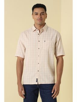 Allen Solly - Men Pink Relaxed Fit Check Half Sleeves Casual Shirt