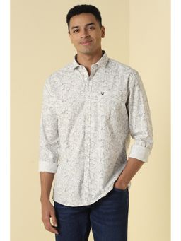 Allen Solly - Men White Custom Fit Print Full Sleeves Casual Shirt