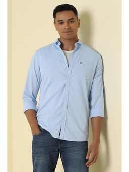 Allen Solly - Men Light Blue Custom Fit Solid Full Sleeves Casual Shirt