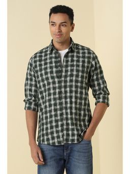 Allen Solly - Men Green Custom Fit Check Full Sleeves Casual Shirt