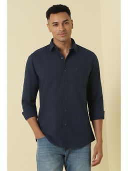 Allen Solly - Men Navy Custom Fit Solid Full Sleeves Casual Shirt