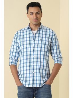 Allen Solly - Men Blue Custom Fit Check Full Sleeves Casual Shirt