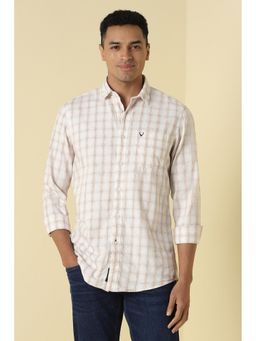 Allen Solly - Men White Custom Fit Check Full Sleeves Casual Shirt