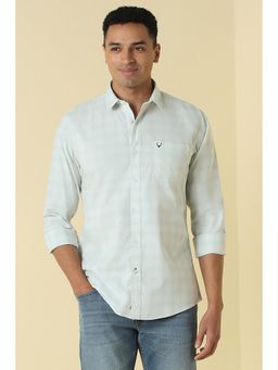 Allen Solly - Men Light Green Custom Fit Textured Full Sleeves Casual Shirt