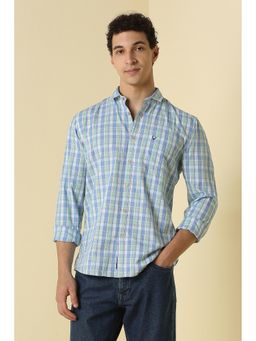 Allen Solly - Men Light Blue Custom Fit Check Full Sleeves Casual Shirt