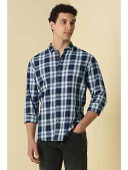 Allen Solly - Men Blue Custom Fit Check Full Sleeves Casual Shirt
