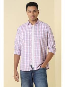 Allen Solly - Men Lilac Custom Fit Check Full Sleeves Casual Shirt