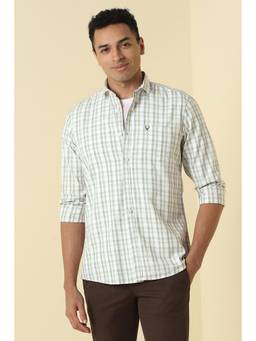 Allen Solly - Men Green Custom Fit Check Full Sleeves Casual Shirt