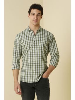 Allen Solly - Men Olive Custom Fit Check Full Sleeves Casual Shirt