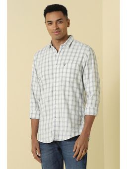 Allen Solly - Men White Custom Fit Check Full Sleeves Casual Shirt