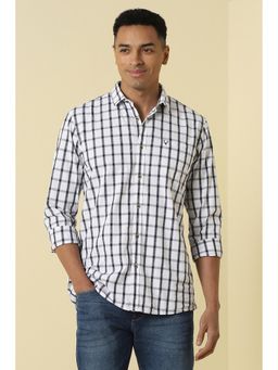 Allen Solly - Men White Custom Fit Check Full Sleeves Casual Shirt