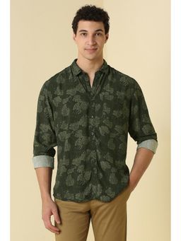 Allen Solly - Men Green Custom Fit Print Full Sleeves Casual Shirt