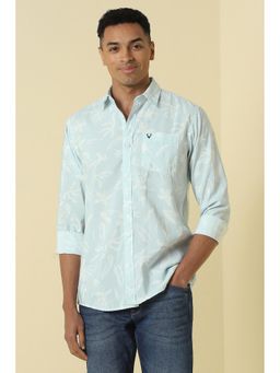Allen Solly - Men Light Blue Custom Fit Print Full Sleeves Casual Shirt