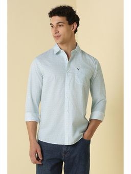 Allen Solly - Men Light Blue Custom Fit Print Full Sleeves Casual Shirt