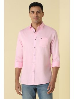 Allen Solly - Men Pink Custom Fit Solid Full Sleeves Casual Shirt